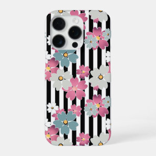 Floral, striped iPhone 16 pro case