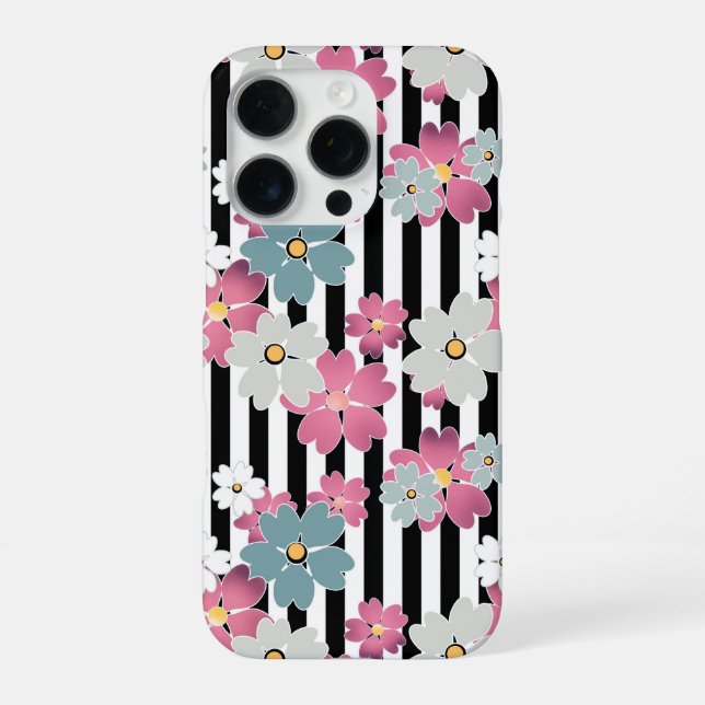 Floral, striped iPhone case (Back)