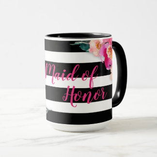 Floral Striped Maid of Honour Mug