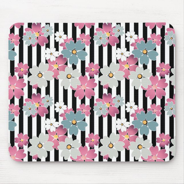 Floral, striped mouse pad (Front)