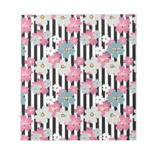 Floral, striped notepad