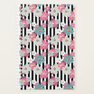 Floral, striped planner
