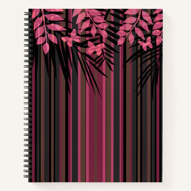 Floral, striped, retro notebook (Front)