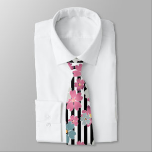 Floral, striped  tie