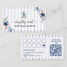 Floral Stripes Hair salon Loyalty card