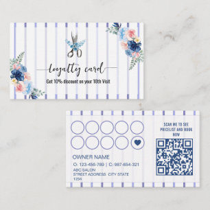 Floral Stripes Hair salon Loyalty card