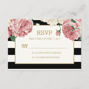 Floral Stripes RSVP /Wedding Response Cards