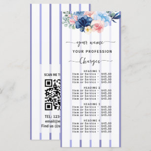 Floral stripes Salon Price List Menu