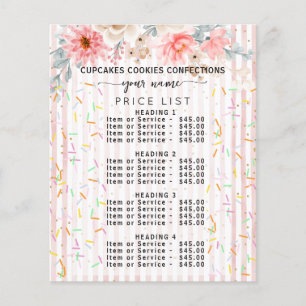 Floral stripes sprinkles Sweet Bakery Price List  Flyer