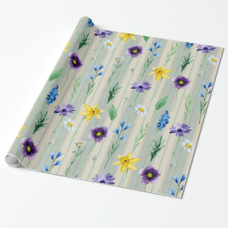 Floral Stripes Wrapping Paper