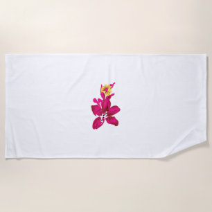 Floral Style, ArtyClick Crimson, Light Gold Beach Towel