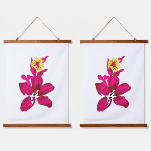 Floral Style, ArtyClick Crimson, Light Gold Hanging Tapestry
