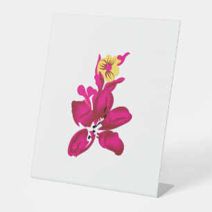 Floral Style, ArtyClick Crimson, Light Gold Pedestal Sign