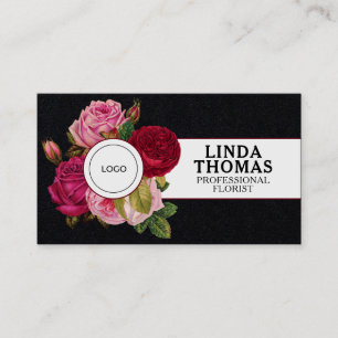 Floral style roses cover business card