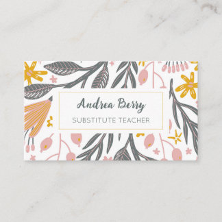 Floral Substitute Teacher Business Card