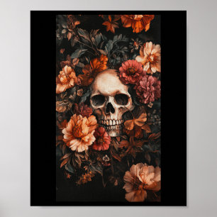 Floral Subtle Skull Accents Skull Art Poster
