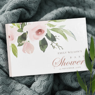 FLORAL SUBTLE SOFT BLUSH PINK ROSE BABY SHOWER GUEST BOOK