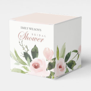 FLORAL SUBTLE SOFT BLUSH PINK ROSE BRIDAL SHOWER FAVOUR BOX