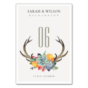 FLORAL SUCCULENT ANTLER BOHEMIAN ALLURE TABLE TABLE NUMBER