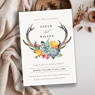 FLORAL SUCCULENT ANTLER BOHEMIAN ALLURE WEDDING INVITATION
