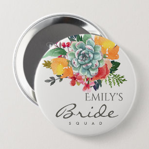 FLORAL SUCCULENT ANTLER BOHEMIAN BRIDE SQUAD 10 CM ROUND BADGE