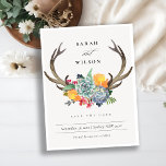 FLORAL SUCCULENT ANTLER BOHEMIAN SAVE THE DATE ANNOUNCEMENT POSTCARD<br><div class="desc">If you need any further customisation or any other matching items,  please feel free to contact me at yellowfebstudio@gmail.com</div>