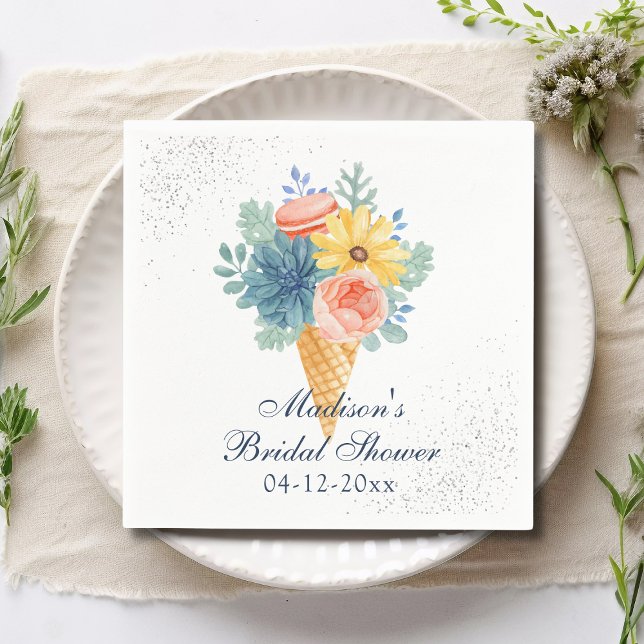 Floral Succulent Macaron Bridal Shower Napkin (Creator Uploaded)