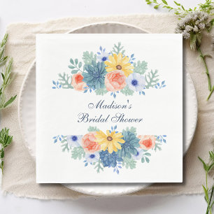 Floral Succulent Macaron Bridal Shower Napkin