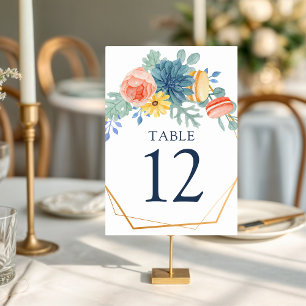 Floral Succulent Macaron   Wedding Table Number