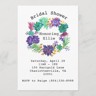 Floral & Succulent Wreath Bridal Shower Invite