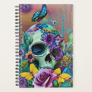 floral sugar skull butterfly colourful planner