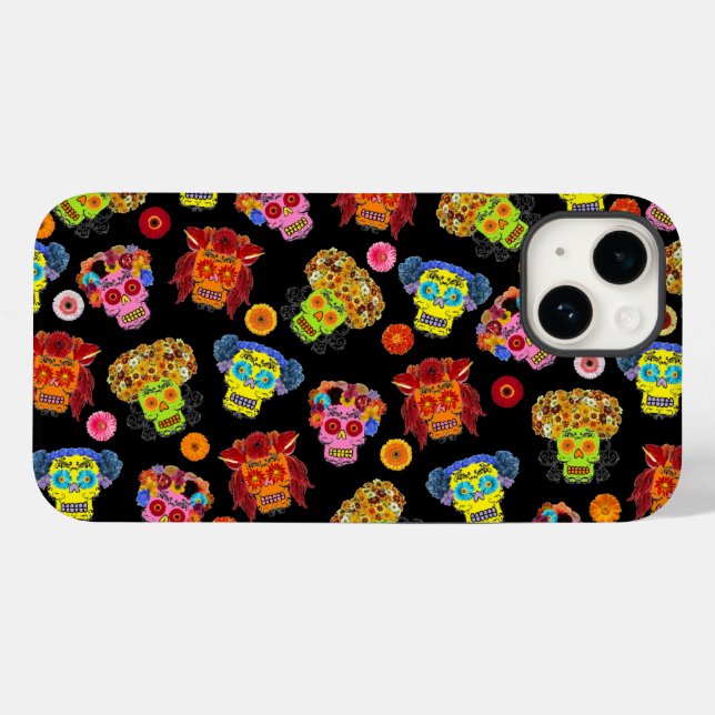 Floral Sugar Skull Case-Mate iPhone Case (Back (Horizontal))