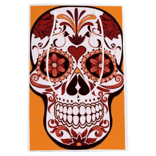 Floral Sugar Skull Day of the Dead Art Medium Gift Bag