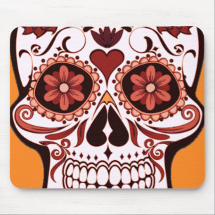 Floral Sugar Skull Day of the Dead Art Mouse Pad