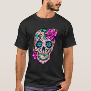 Floral Sugar Skull Day Of The Dead Cool Dia De Los T-Shirt