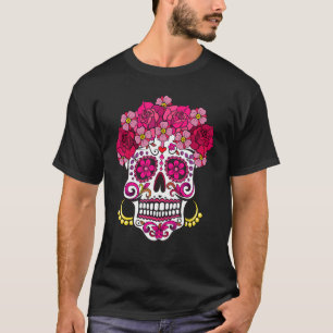 Floral Sugar Skull Day of the Dead Dia De Muertos T-Shirt