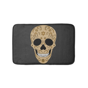 Floral Sugar Skull Dia de los Muertos Bath Mat