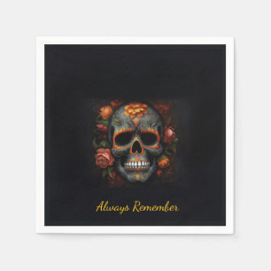 Floral Sugar Skull Dia de los Muertos Calavera Napkin