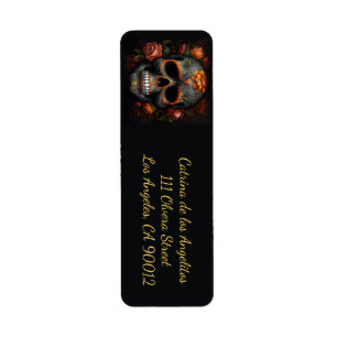 Floral Sugar Skull Dia de los Muertos Calavera Return Address Label