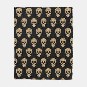 Floral Sugar Skull Dia de los Muertos Fleece Blanket