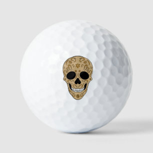 Floral Sugar Skull Dia de los Muertos Golf Balls