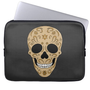Floral Sugar Skull Dia de los Muertos Laptop Sleeve