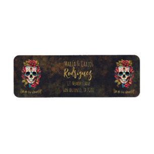 Floral Sugar Skull Día de los Muertos Return  Address Label