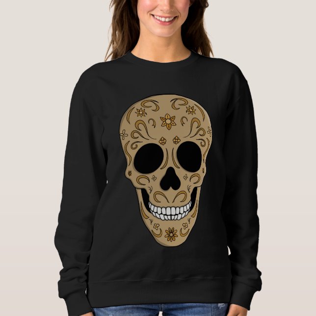 Floral Sugar Skull Dia de los Muertos Sweatshirt (Front)