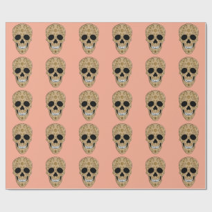 Floral Sugar Skull Dia de los Muertos Wrapping Paper