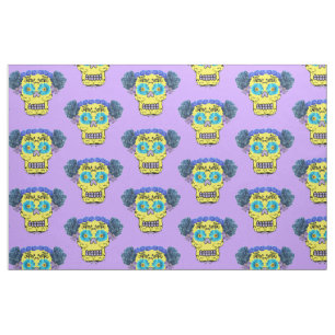 Floral Sugar Skull Fabric