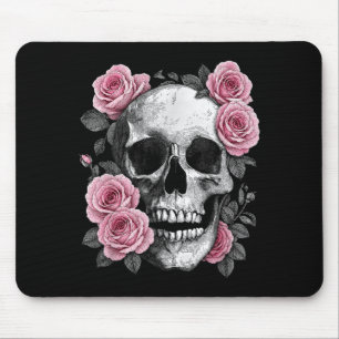 Floral Sugar Skull Rose Birthday Flower Skeleton Mouse Pad