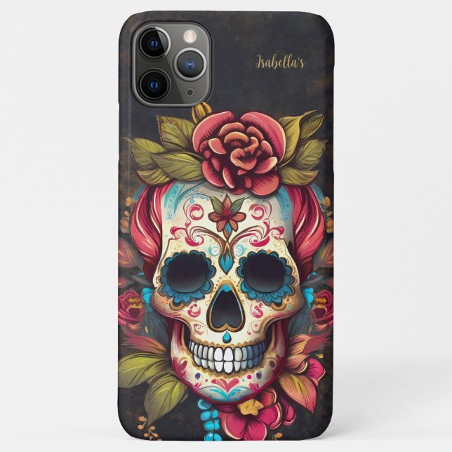 Floral Sugar Skull Sweet 16 Birthday Case-Mate iPhone Case (Back)