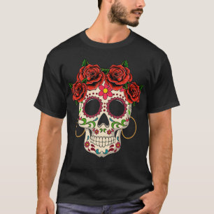 Floral Sugar Skull Tshirts For Women Dia De Los Mu