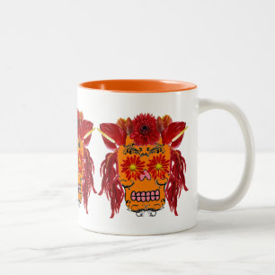 Floral Sugar Skull Two-Tone Coffee Mug